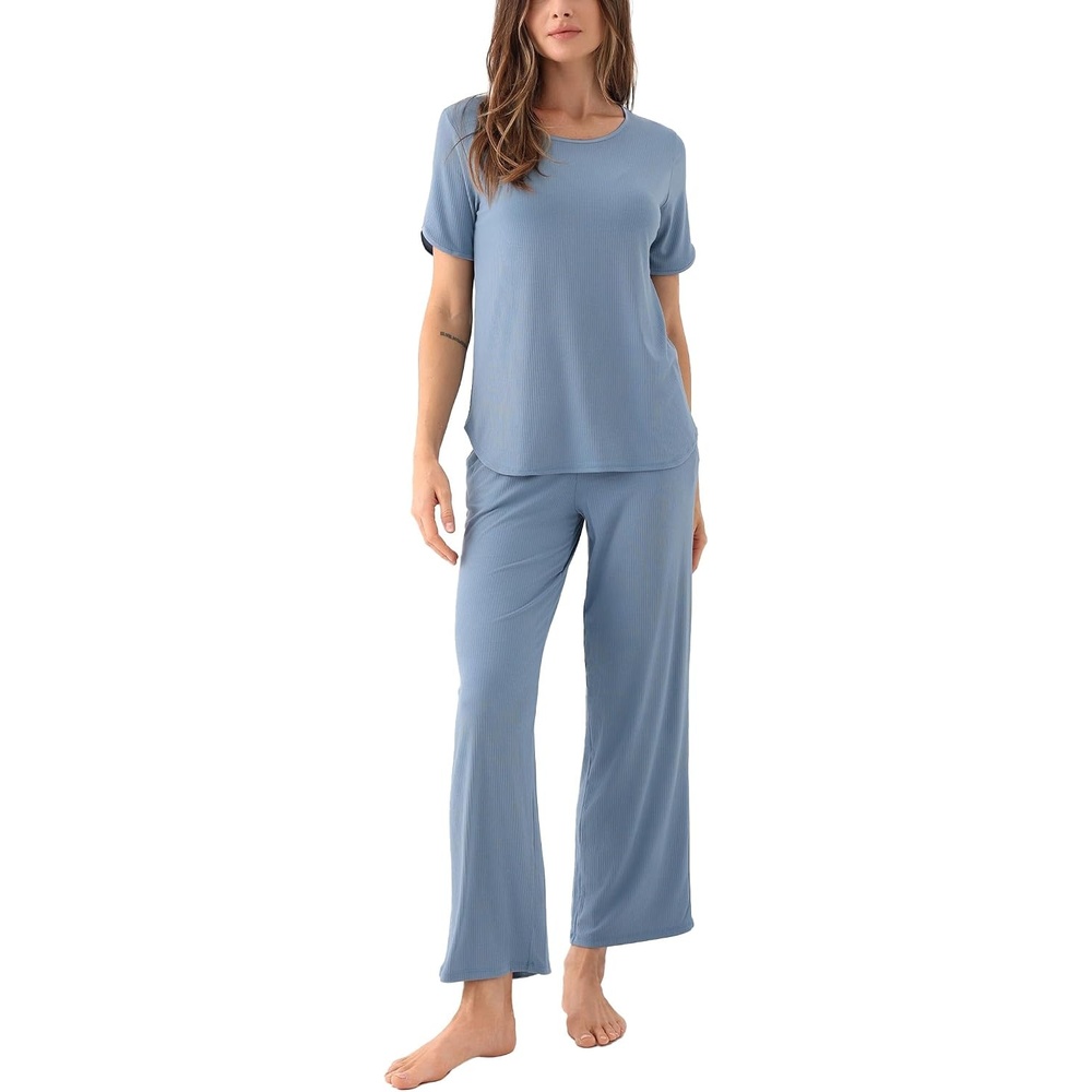 image:imageGYS Bamboo Viscose Womens Pajama Sets UltraSoft Short Sleeve SleepwearGrayish Blue