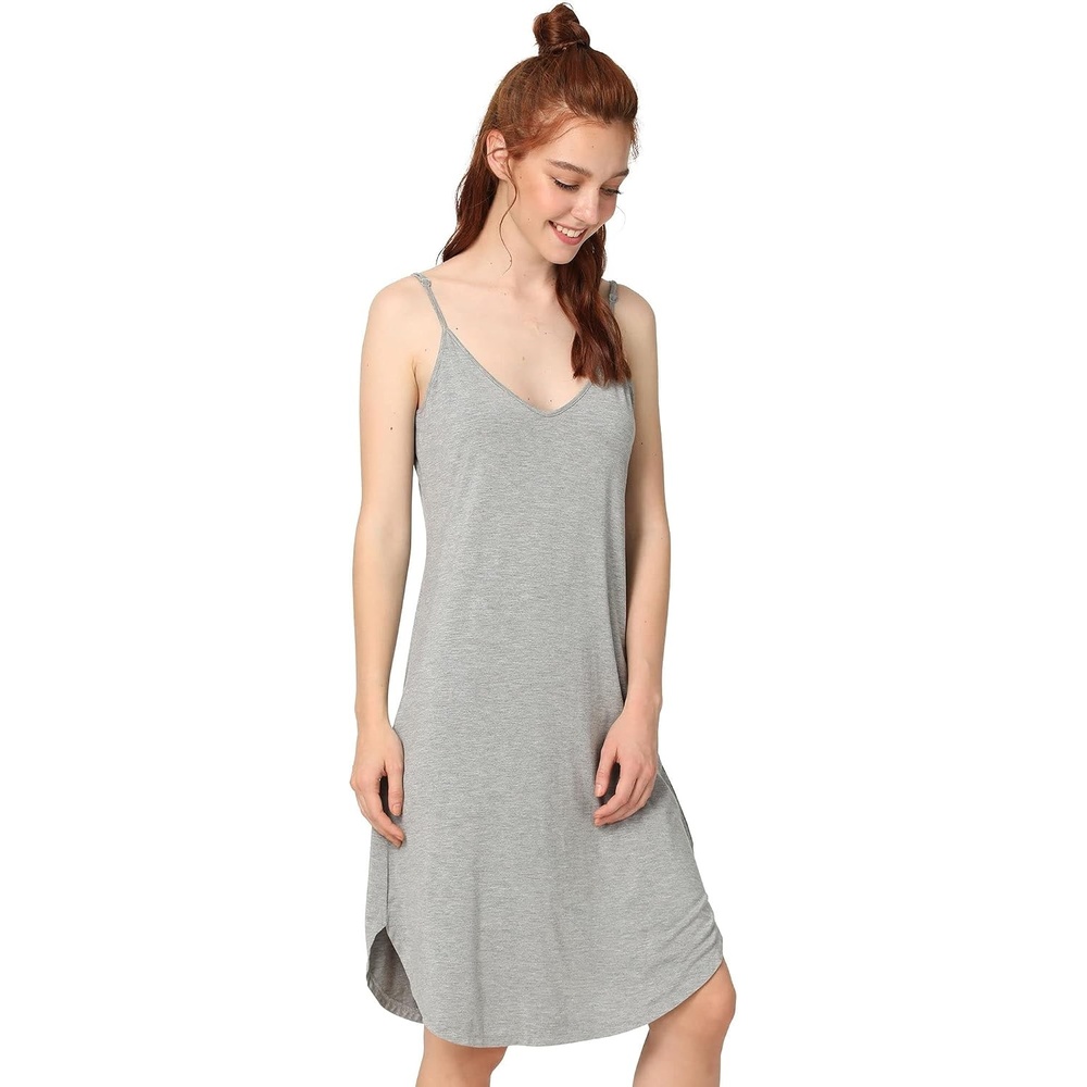 image:imageGYS Womens Bamboo Viscose Full Slips for Under Dresses Cami Slip DressLong Heather Grey