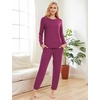 GYS Bamboo Viscose Cooling Long Sleeve Pajamas for Women(Boysenberry)