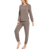 GYS Bamboo Viscose Cooling Long Sleeve Pajamas for Women(Camel)