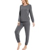GYS Bamboo Viscose Cooling Long Sleeve Pajamas for Women(Charcoal)
