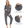 GYS Bamboo Viscose Cooling Long Sleeve Pajamas for Women(Charcoal)
