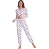 GYS Bamboo Viscose Cooling Long Sleeve Pajamas for Women(Deep Pink Dots)