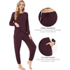 GYS Bamboo Viscose Cooling Long Sleeve Pajamas for Women(Ficus Red)