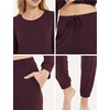 GYS Bamboo Viscose Cooling Long Sleeve Pajamas for Women(Ficus Red)
