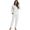 GYS Bamboo Viscose Cooling Long Sleeve Pajamas for Women(Grey Leopard)