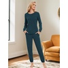 GYS Bamboo Viscose Cooling Long Sleeve Pajamas for Women(Indigo)
