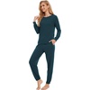 GYS Bamboo Viscose Cooling Long Sleeve Pajamas for Women(Indigo)