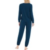 GYS Bamboo Viscose Cooling Long Sleeve Pajamas for Women(Ink Blue)
