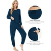 GYS Bamboo Viscose Cooling Long Sleeve Pajamas for Women(Ink Blue)