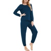 GYS Bamboo Viscose Cooling Long Sleeve Pajamas for Women(Ink Blue)