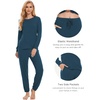 GYS Bamboo Viscose Cooling Long Sleeve Pajamas for Women(Lyons Blue)