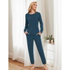 GYS Bamboo Viscose Cooling Long Sleeve Pajamas for Women(Lyons Blue)