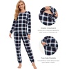 GYS Bamboo Viscose Cooling Long Sleeve Pajamas for Women(Navy Green Plaid)