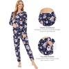 GYS Bamboo Viscose Cooling Long Sleeve Pajamas for Women(Navy Peony)