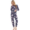 GYS Bamboo Viscose Cooling Long Sleeve Pajamas for Women(Navy Peony)