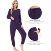 GYS Bamboo Viscose Cooling Long Sleeve Pajamas for Women(Purple)