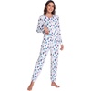 GYS Bamboo Viscose Cooling Long Sleeve Pajamas for Women(Purple Dots)