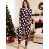 GYS Bamboo Viscose Cooling Long Sleeve Pajamas for Women(Santa Claus Navy)
