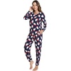GYS Bamboo Viscose Cooling Long Sleeve Pajamas for Women(Santa Claus Navy)