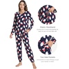 GYS Bamboo Viscose Cooling Long Sleeve Pajamas for Women(Santa Claus Navy)