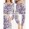 GYS Bamboo Viscose Cooling Long Sleeve Pajamas for Women(Violet Floral)