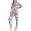 GYS Bamboo Viscose Cooling Long Sleeve Pajamas for Women(Violet Floral)
