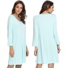 GYS Bamboo Viscose Long Sleeve Nightgowns for Women(Aqua Green)