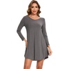 GYS Bamboo Viscose Long Sleeve Nightgowns for Women(B- Dark Heather Grey)