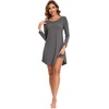 GYS Bamboo Viscose Long Sleeve Nightgowns for Women(B- Dark Heather Grey)