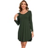 GYS Bamboo Viscose Long Sleeve Nightgowns for Women(B- Deep Green)