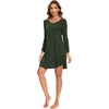 GYS Bamboo Viscose Long Sleeve Nightgowns for Women(B- Deep Green)