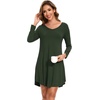 GYS Bamboo Viscose Long Sleeve Nightgowns for Women(B- Deep Green)