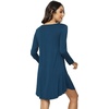 GYS Bamboo Viscose Long Sleeve Nightgowns for Women(B- Ink Blue)