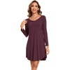 GYS Bamboo Viscose Long Sleeve Nightgowns for Women(B- Prune Purple)
