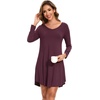 GYS Bamboo Viscose Long Sleeve Nightgowns for Women(B- Prune Purple)