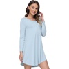 GYS Bamboo Viscose Long Sleeve Nightgowns for Women(B- Sterling Blue)