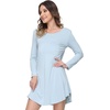 GYS Bamboo Viscose Long Sleeve Nightgowns for Women(B- Sterling Blue)