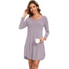 GYS Bamboo Viscose Long Sleeve Nightgowns for Women(B- Violet)