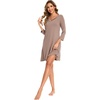 GYS Bamboo Viscose Long Sleeve Nightgowns for Women(Camel)