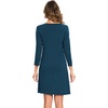 GYS Bamboo Viscose Long Sleeve Nightgowns for Women(Lyons Blue)