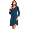 GYS Bamboo Viscose Long Sleeve Nightgowns for Women(Lyons Blue)