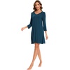 GYS Bamboo Viscose Long Sleeve Nightgowns for Women(Lyons Blue)
