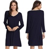 GYS Bamboo Viscose Long Sleeve Nightgowns for Women(Navy)