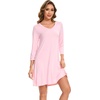 GYS Bamboo Viscose Long Sleeve Nightgowns for Women(Pink)