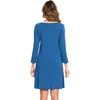 GYS Bamboo Viscose Long Sleeve Nightgowns for Women(Prussian Blue)