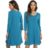 GYS Bamboo Viscose Long Sleeve Nightgowns for Women(Teal Blue)