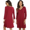 GYS Bamboo Viscose Long Sleeve Nightgowns for Women(Wine)