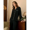 GYS Bamboo Viscose Long Sleeve Pajamas for Women(Black)