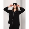 GYS Bamboo Viscose Long Sleeve Pajamas for Women(Black)